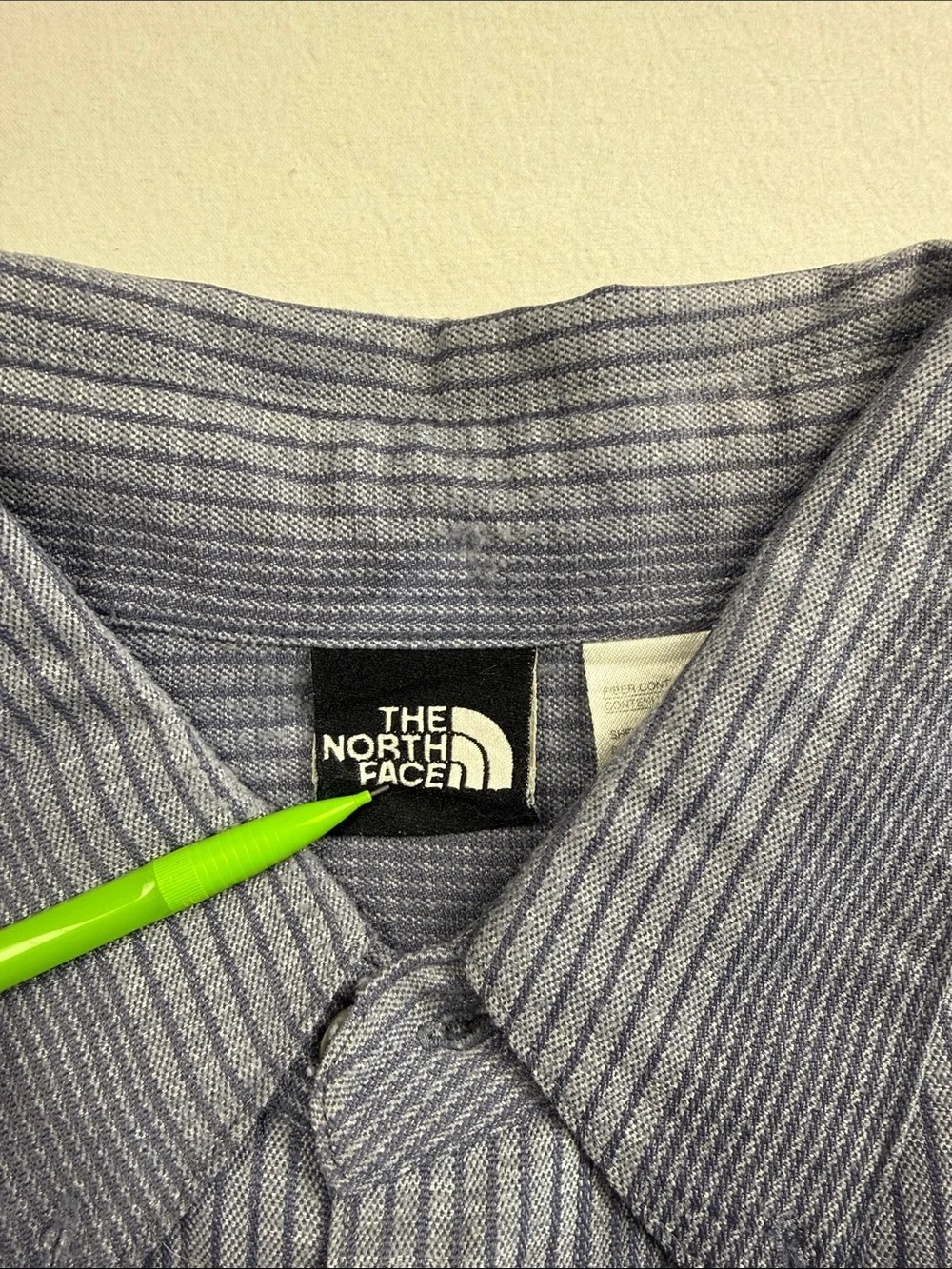 The North Face Men's Light BlueGrey Vertical Stripe Button-Down Shirt